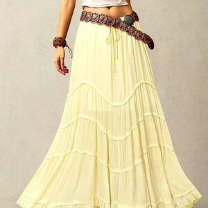 Southwest Boho Prairie Ivory Gypsy Plus 18 Fall Maxi Skirt